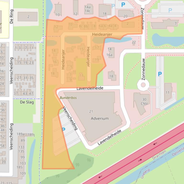 Kaart van postcodegebied 9202PG.