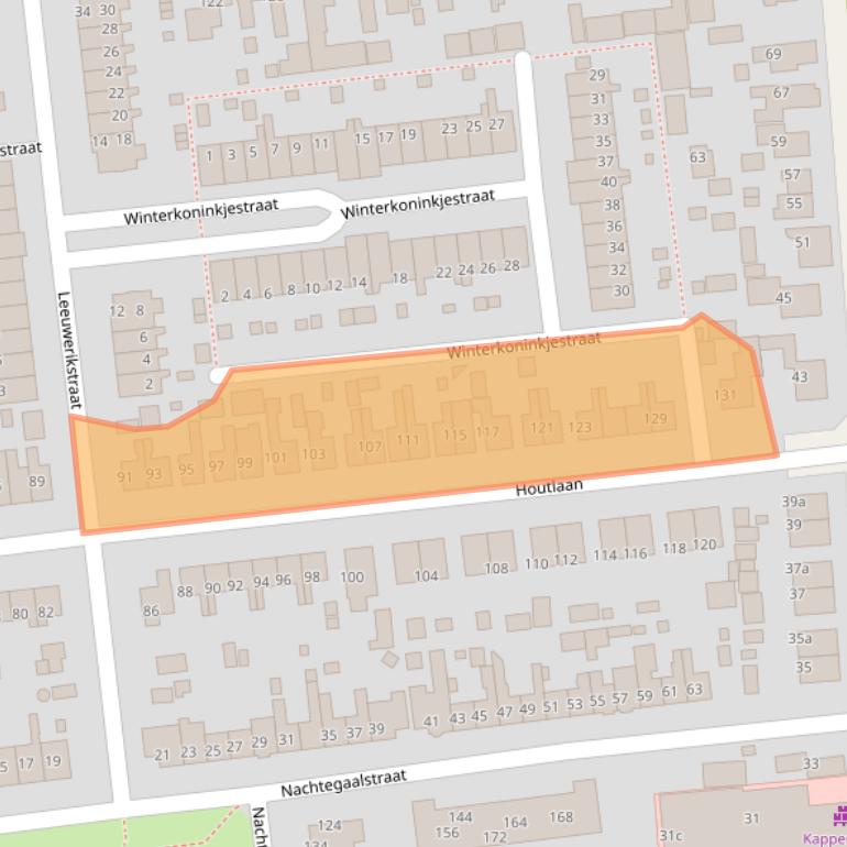 Kaart van postcodegebied 9203AS.