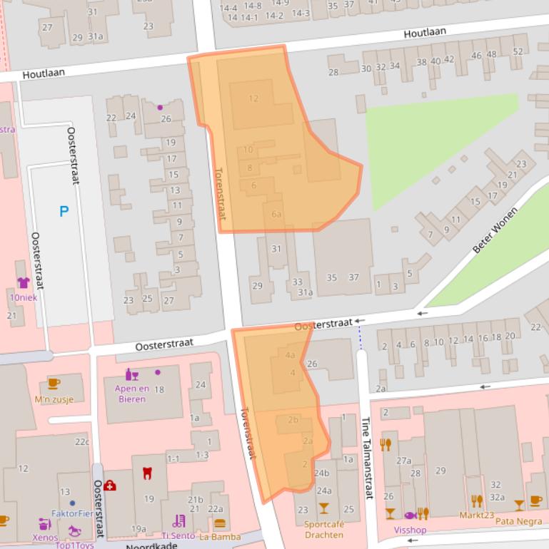 Kaart van postcodegebied 9203BE.