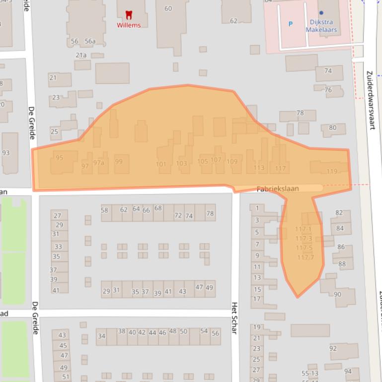 Kaart van postcodegebied 9203EM.