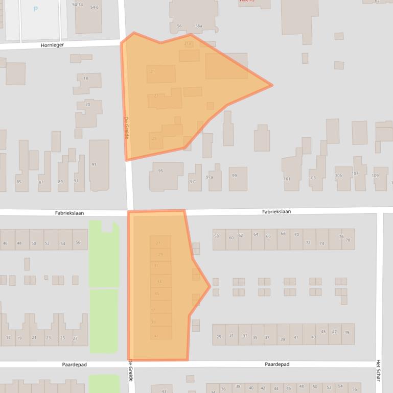Kaart van postcodegebied 9203EW.