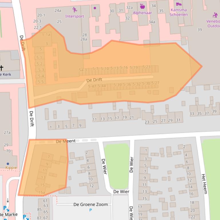 Kaart van postcodegebied 9203GG.