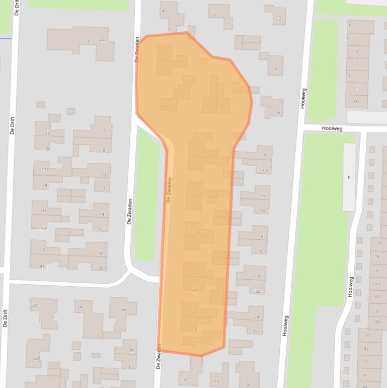 Kaart van postcodegebied 9203GJ.