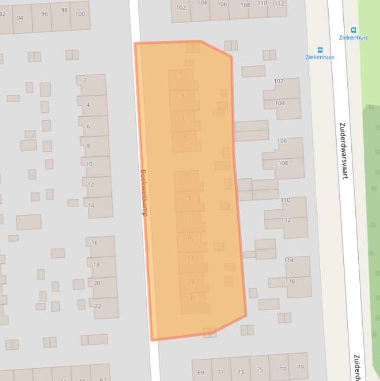 Kaart van postcodegebied 9203HE.