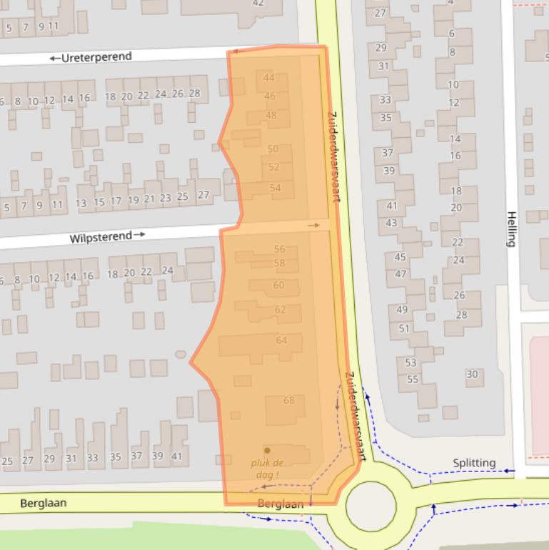 Kaart van postcodegebied 9203JA.