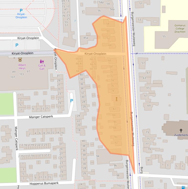 Kaart van postcodegebied 9203KM.