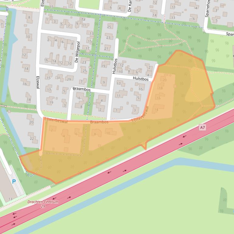 Kaart van postcodegebied 9203LZ.