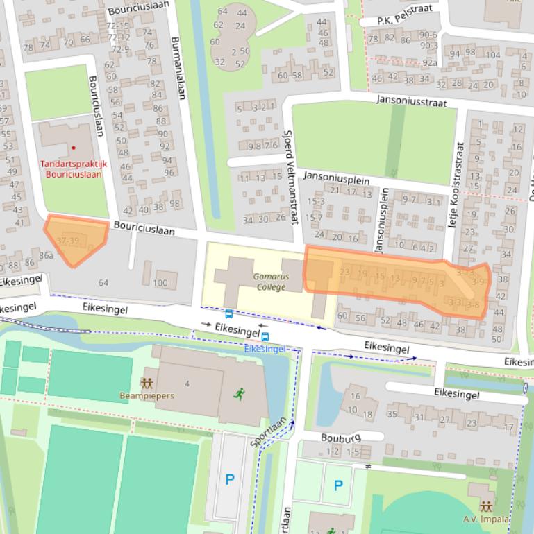 Kaart van postcodegebied 9203PB.