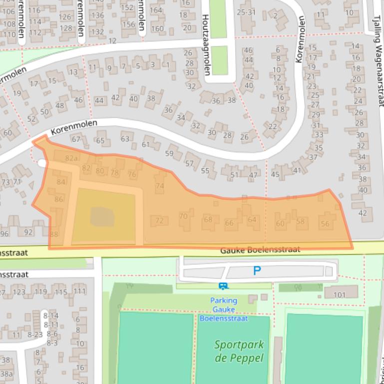 Kaart van postcodegebied 9203RP.
