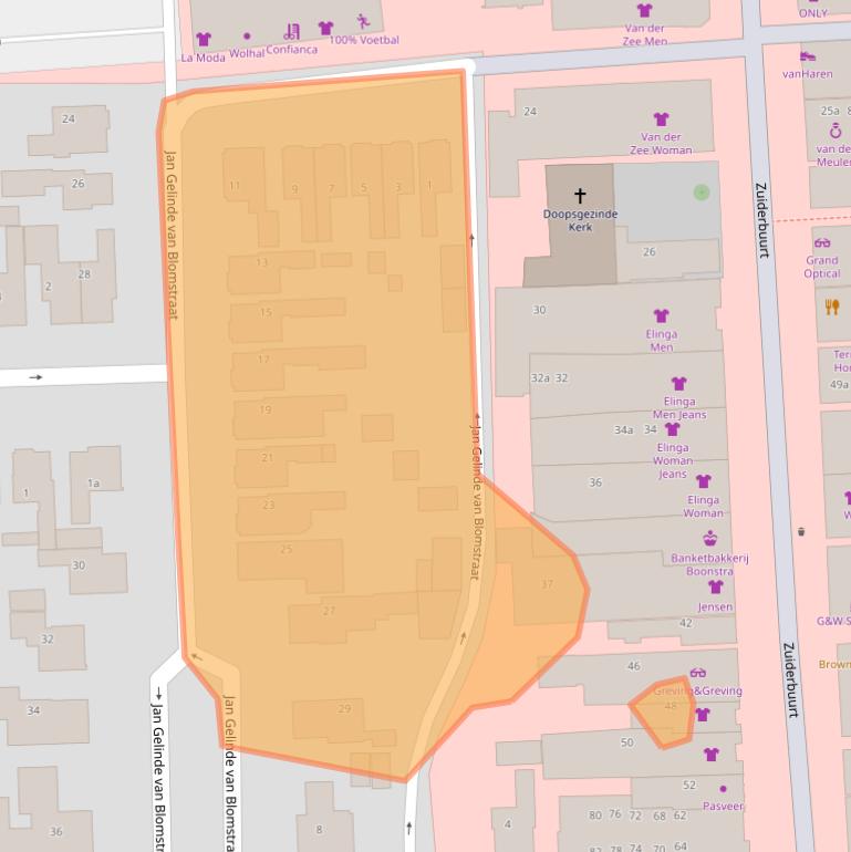 Kaart van postcodegebied 9203RT.