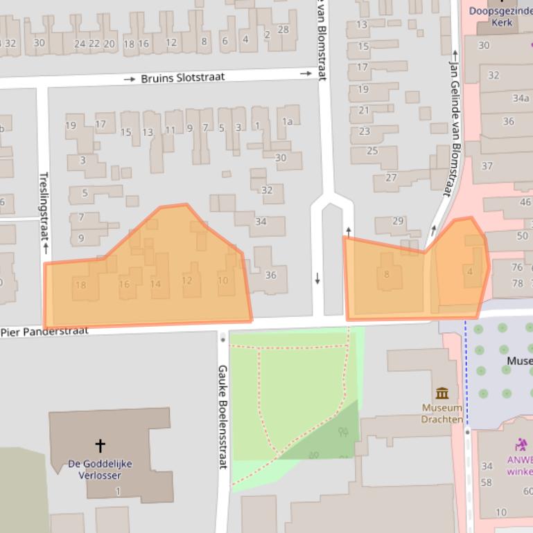 Kaart van postcodegebied 9203SE.