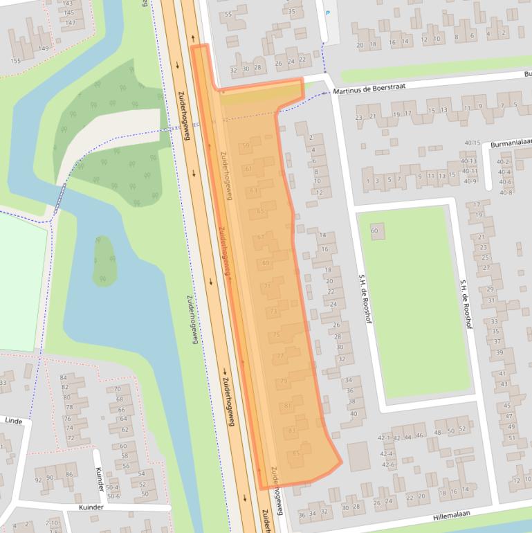 Kaart van postcodegebied 9203SW.