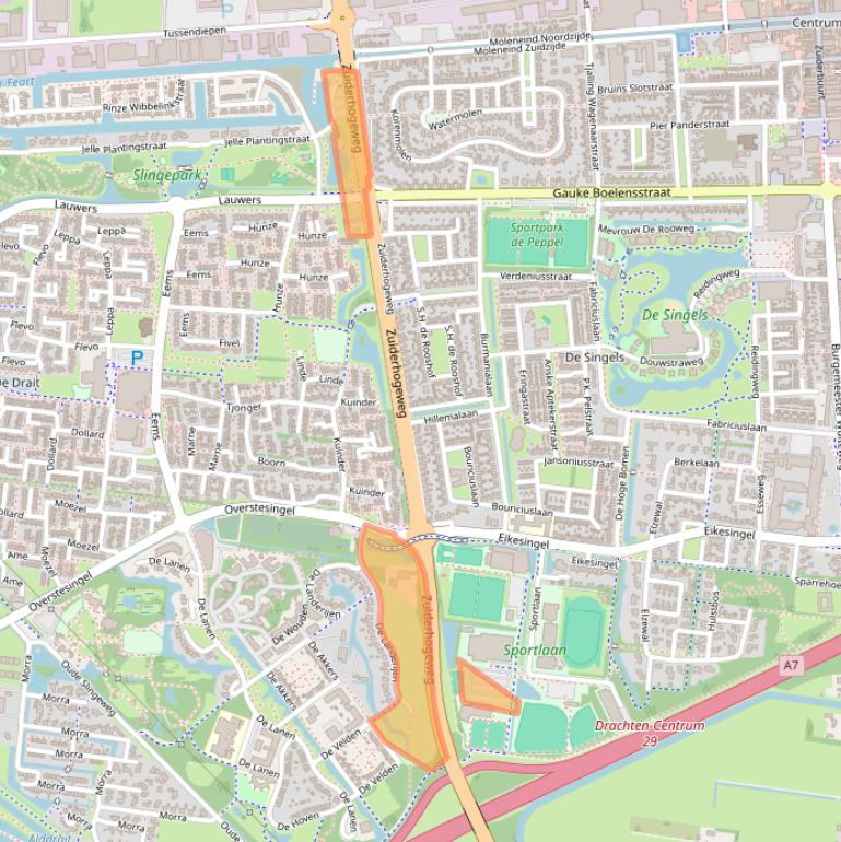 Kaart van postcodegebied 9203SZ.