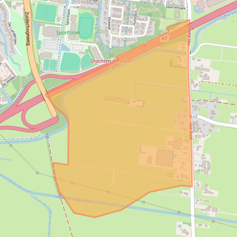 Kaart van postcodegebied 9203TD.