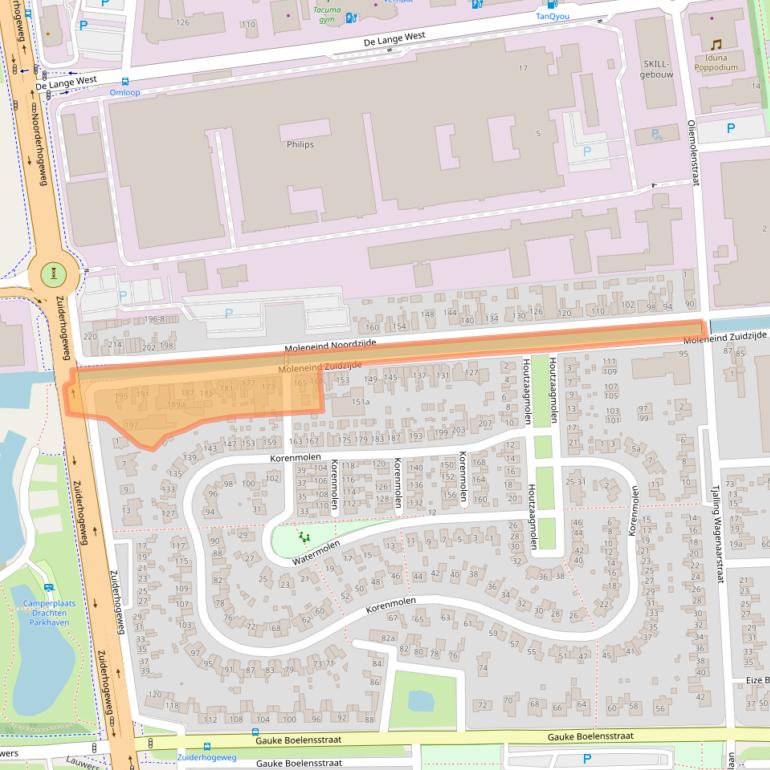 Kaart van postcodegebied 9203ZZ.
