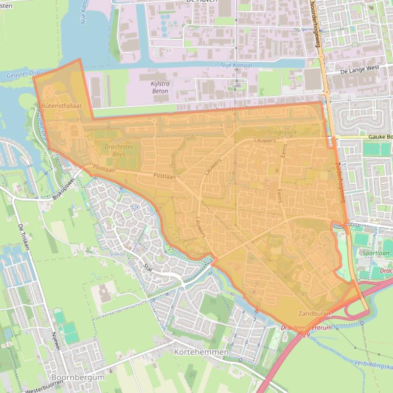 Kaart van postcodegebied 9204.