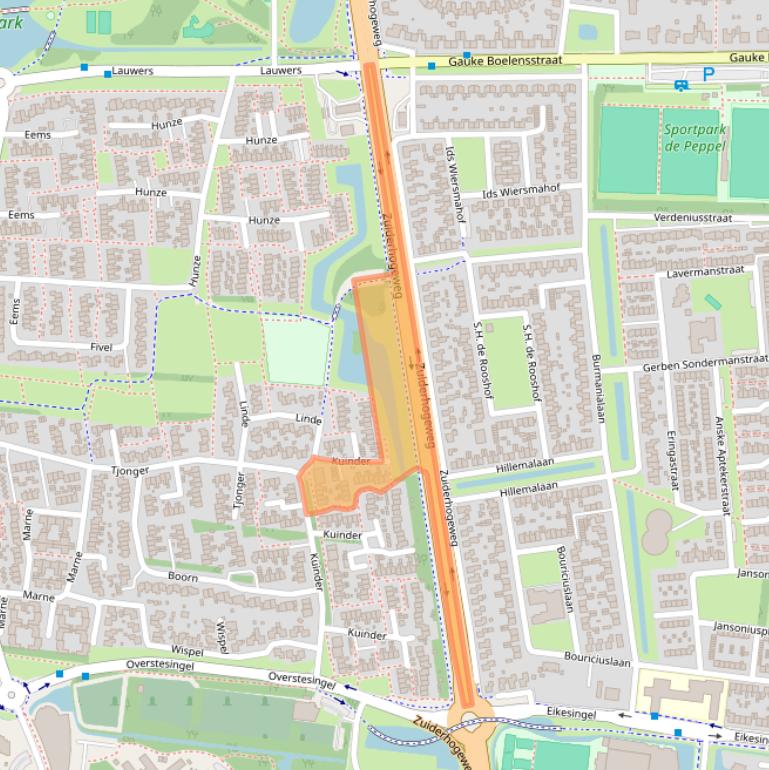 Kaart van postcodegebied 9204AJ.