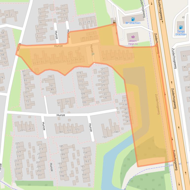 Kaart van postcodegebied 9204BH.