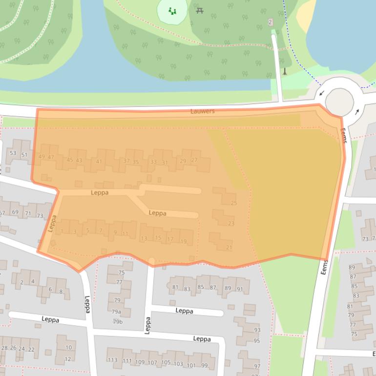 Kaart van postcodegebied 9204JB.