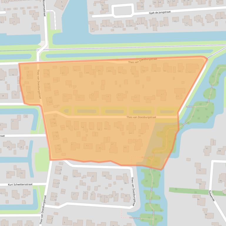 Kaart van postcodegebied 9204KX.