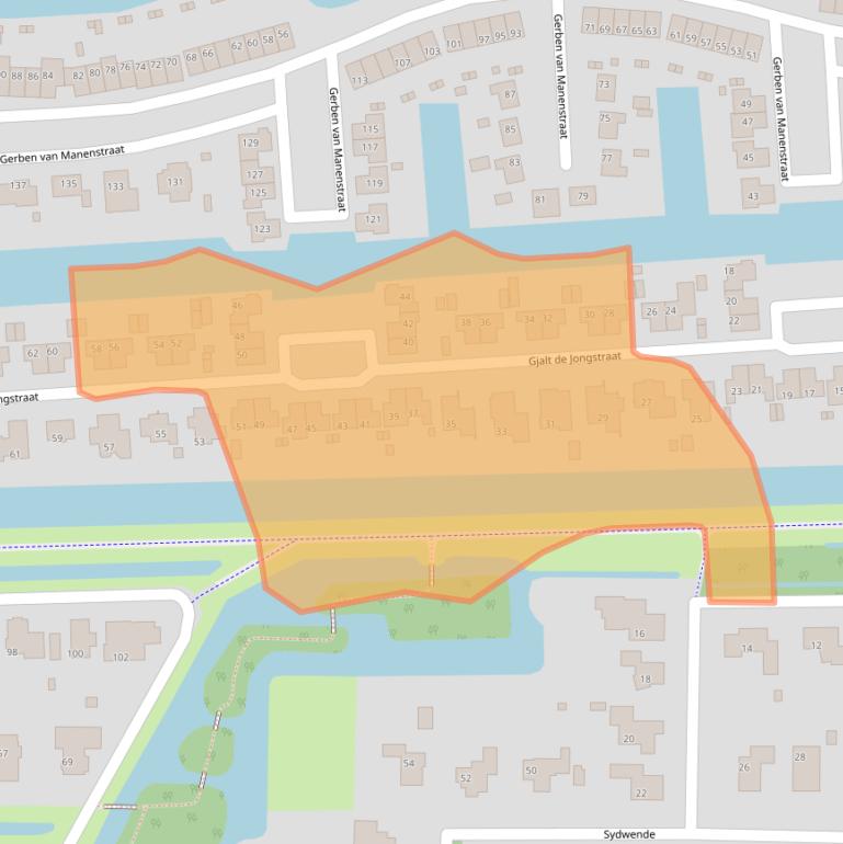 Kaart van postcodegebied 9204LJ.