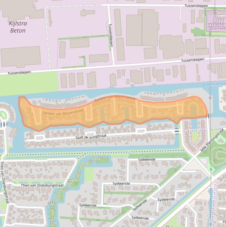 Kaart van postcodegebied 9204LN.