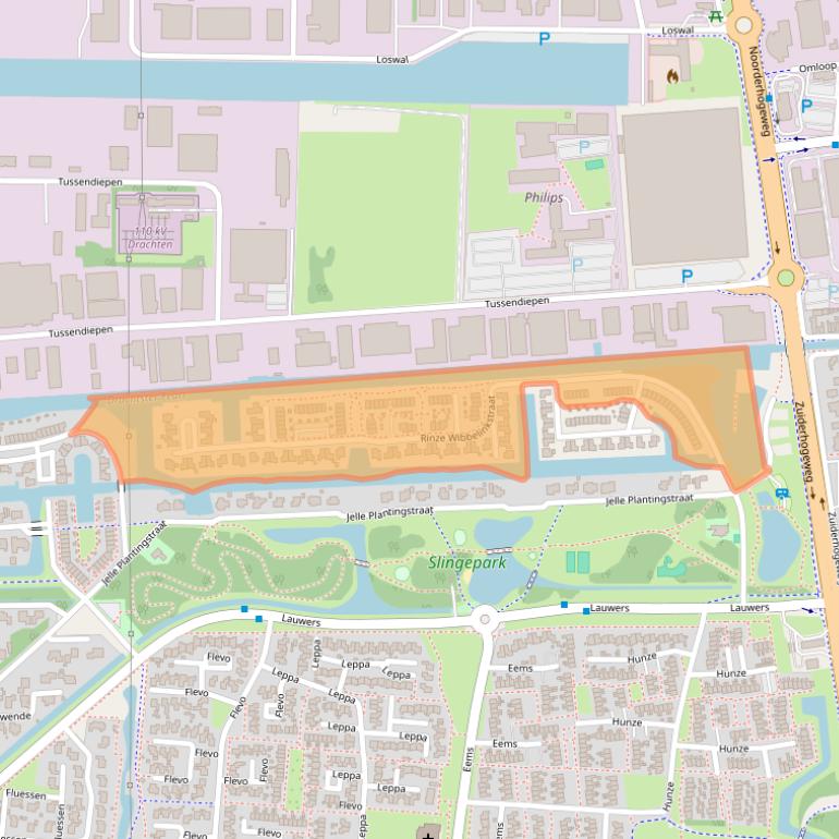 Kaart van postcodegebied 9204LS.