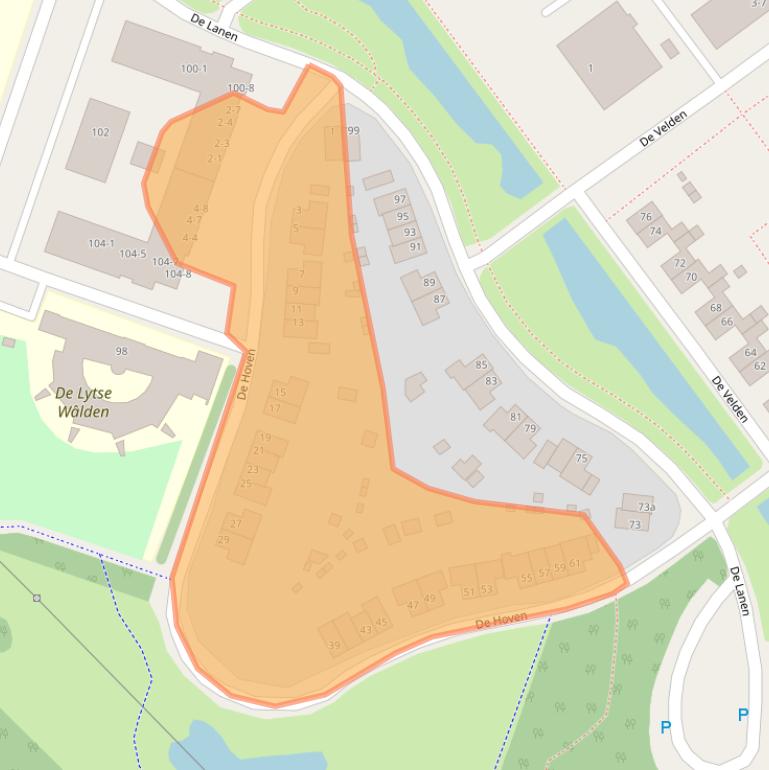 Kaart van postcodegebied 9204WG.