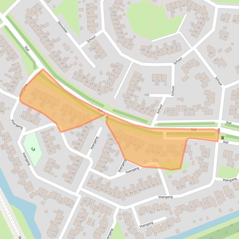 Kaart van postcodegebied 9205AJ.