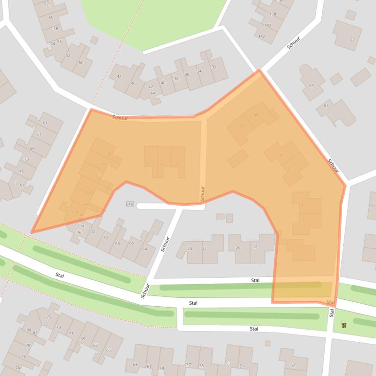 Kaart van postcodegebied 9205BE.