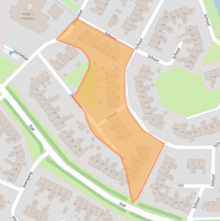 Kaart van postcodegebied 9205BG.