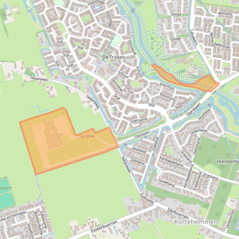 Kaart van postcodegebied 9205BZ.