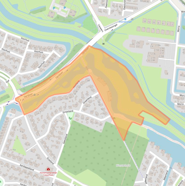 Kaart van postcodegebied 9205ED.
