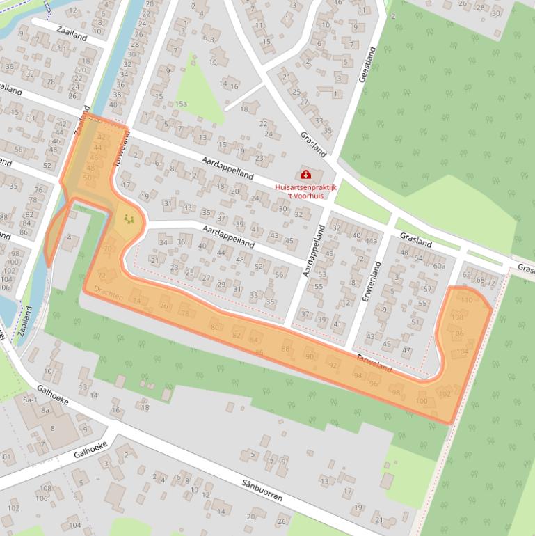 Kaart van postcodegebied 9205EL.