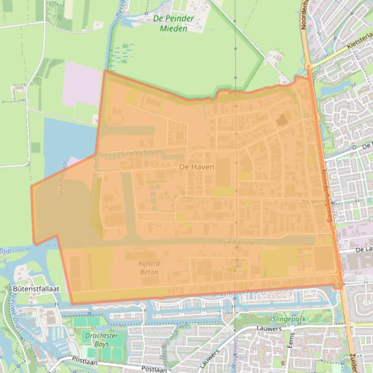 Kaart van postcodegebied 9206.