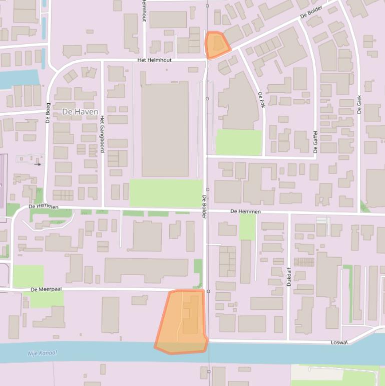 Kaart van postcodegebied 9206AM.