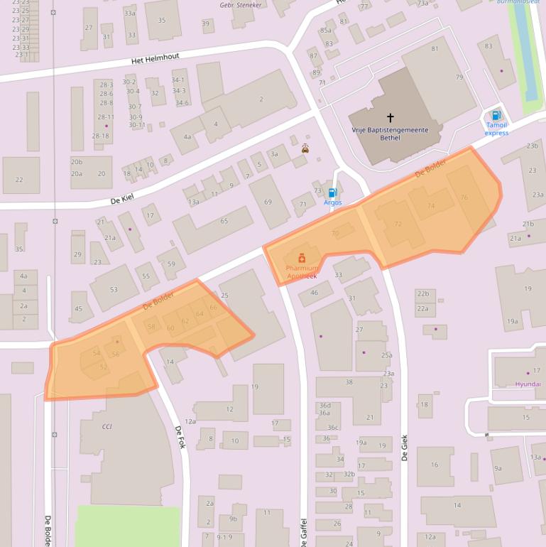 Kaart van postcodegebied 9206AR.