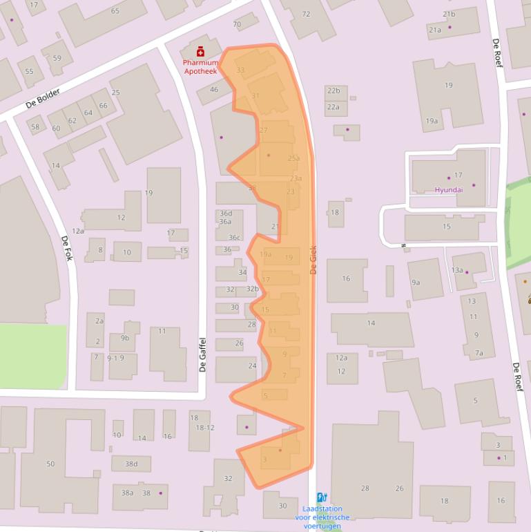 Kaart van postcodegebied 9206AS.
