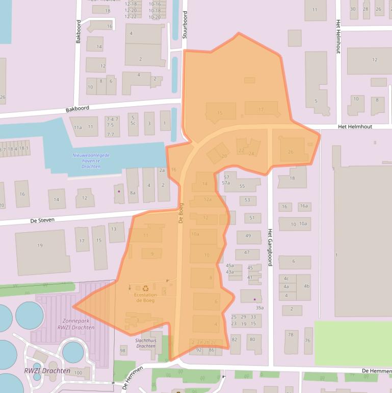 Kaart van postcodegebied 9206BB.