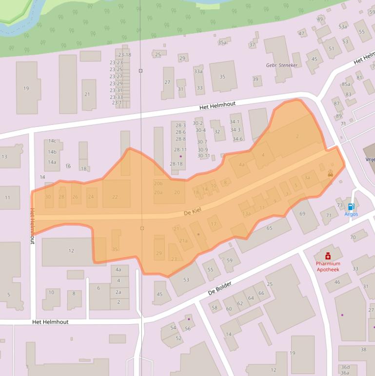 Kaart van postcodegebied 9206BG.