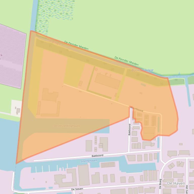 Kaart van postcodegebied 9206BK.