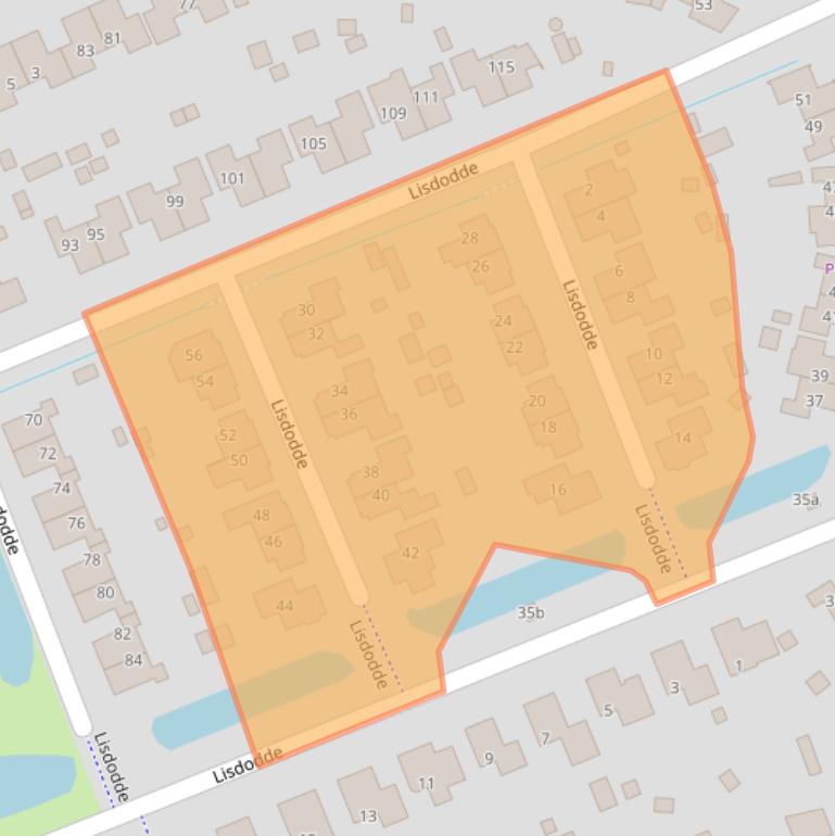 Kaart van postcodegebied 9207AS.