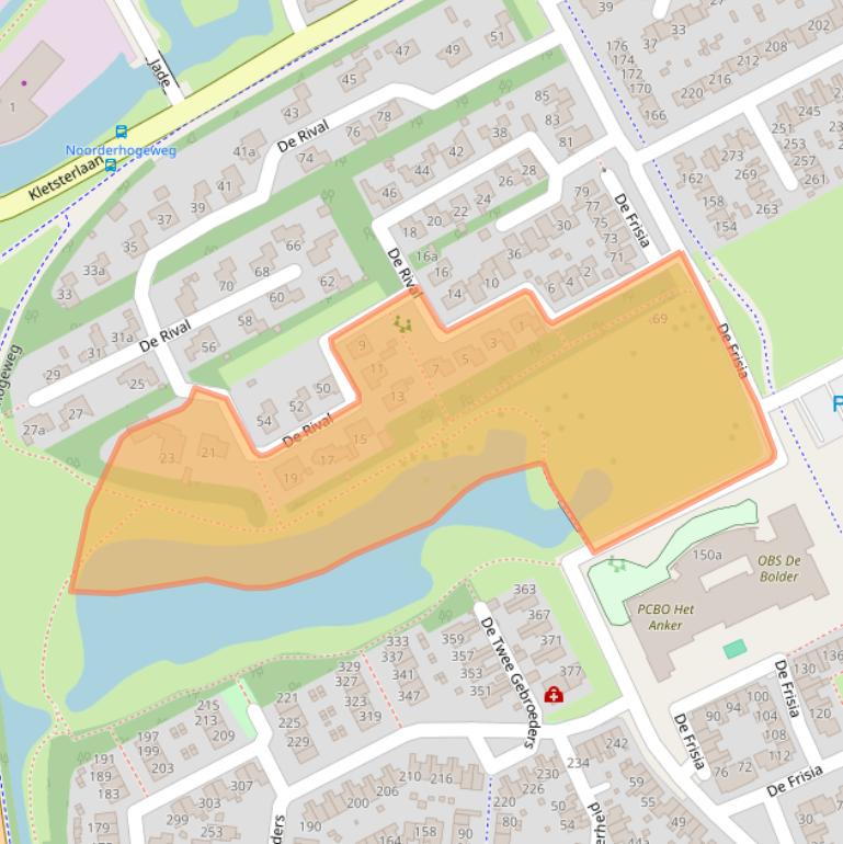 Kaart van postcodegebied 9207CT.
