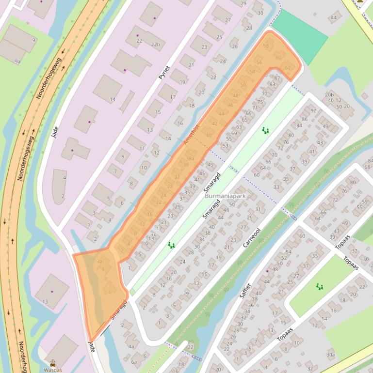 Kaart van postcodegebied 9207GJ.