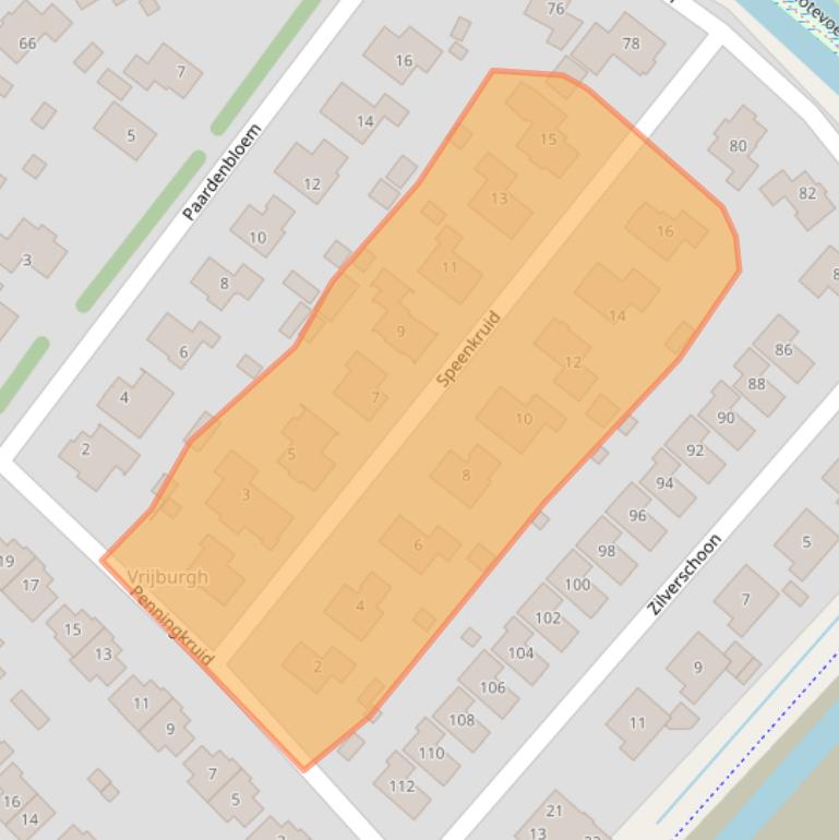 Kaart van postcodegebied 9207KL.