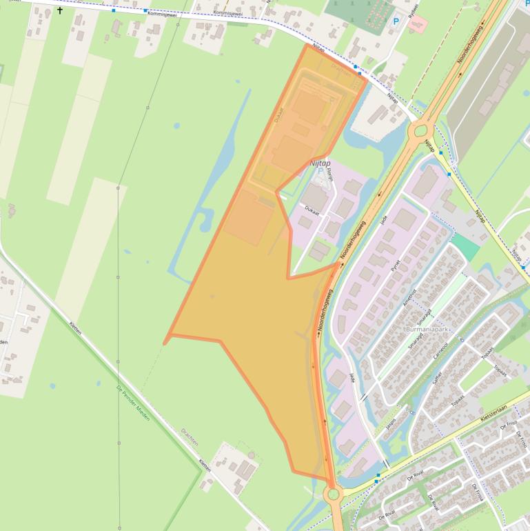 Kaart van postcodegebied 9207MB.