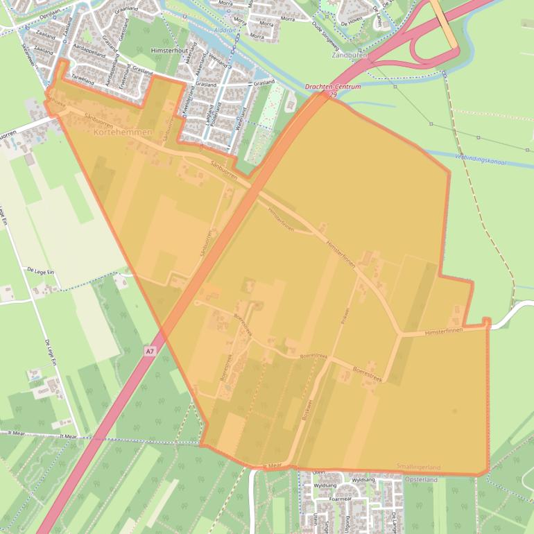 Kaart van postcodegebied 9211.