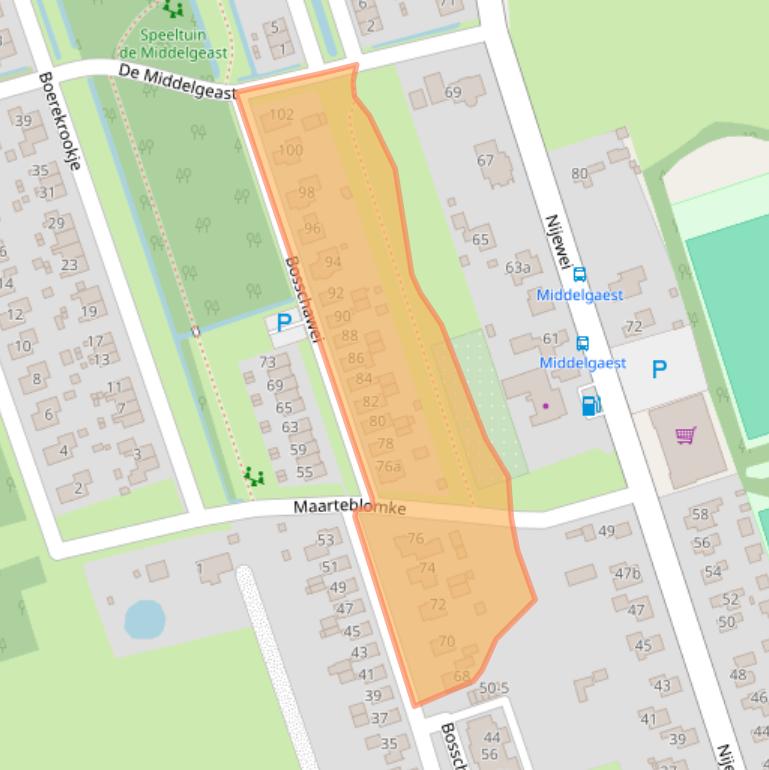 Kaart van postcodegebied 9212RL.