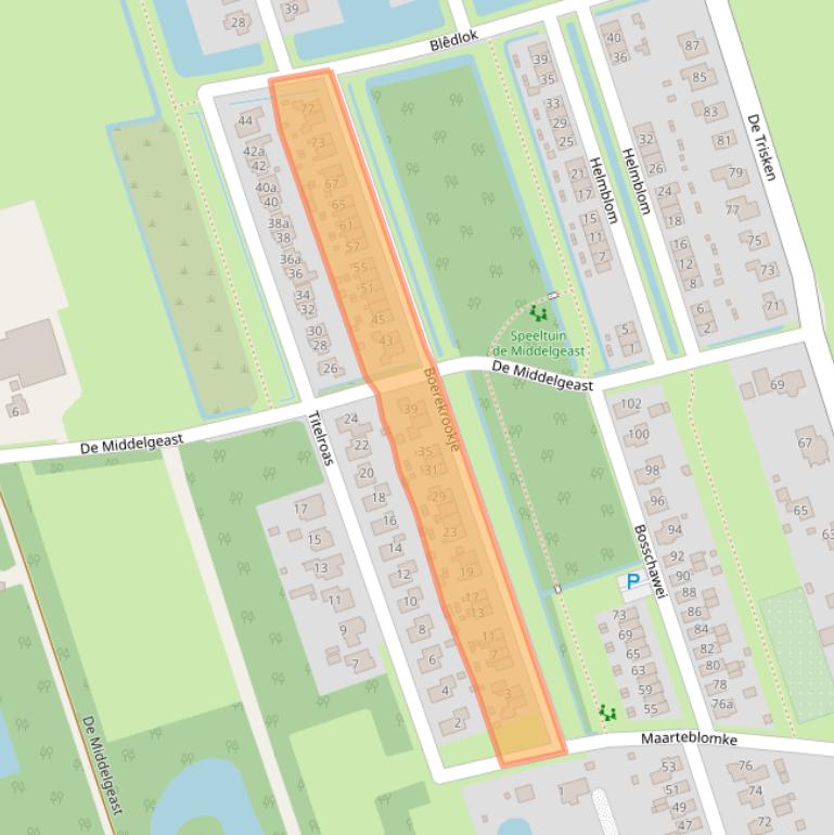 Kaart van postcodegebied 9212RN.