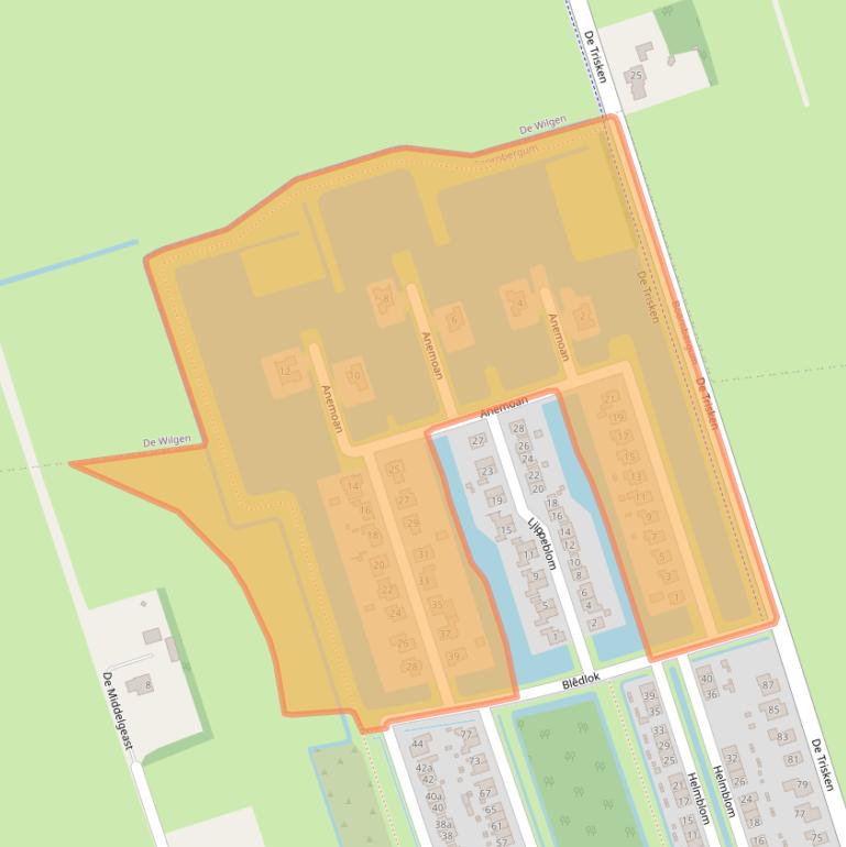 Kaart van postcodegebied 9212RT.
